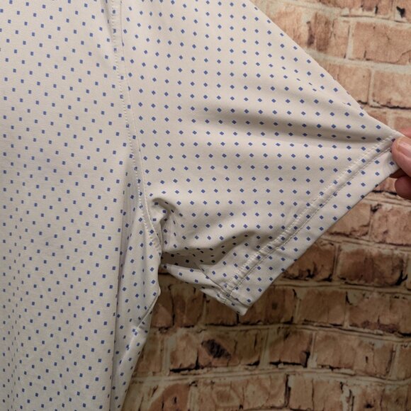 Graham Luxe Golf Polo White/Blue Dots and Collar Performance Size Large - Picture 7 of 13